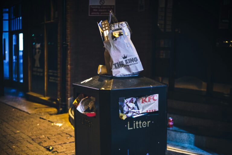 A full waste bin in Oxford, UK
